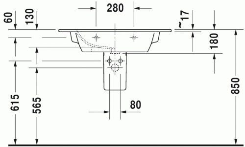 Duravit ME by Starck 83x49 cm mosdó csaplyuk nélkül 2336830060