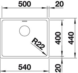 BLANCO ANDANO 500-U alulról beépíthető rozsdamentes mosogató 522967