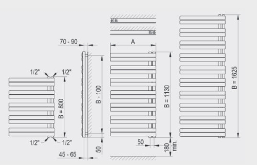 Betatherm Iris 500x800 mm fürdőszobai radiátor HI 50080