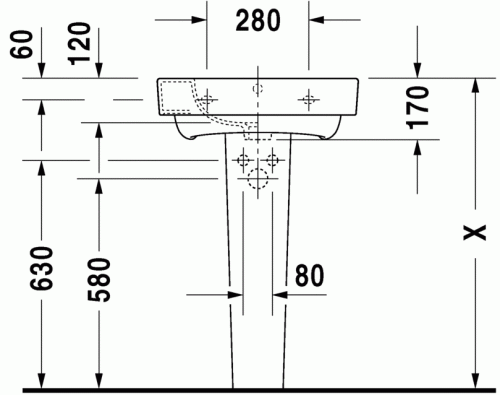 Duravit Starck 2 55x48,5 cm mosdó 2323550000