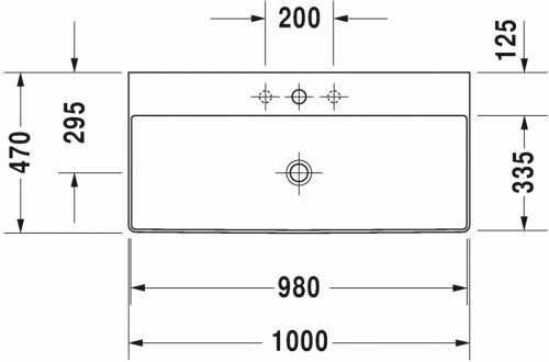 Duravit DuraSquare 100x47 cm mosdó három csaplyukkal, csiszolt 2353100073