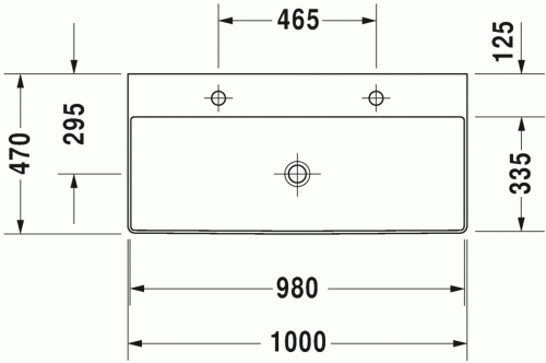 Duravit DuraSquare 100x47 cm mosdó két csaplyukkal 2353100043