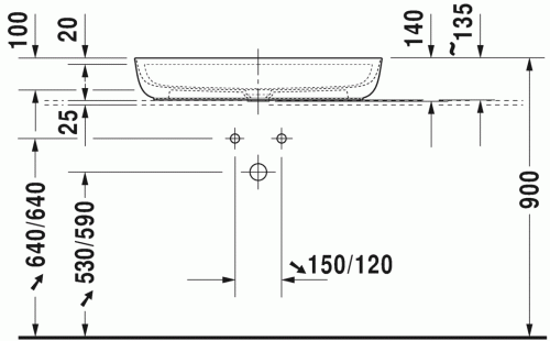 Duravit Luv 80x40 cm ráültethető mosdó, fehér 0380800000