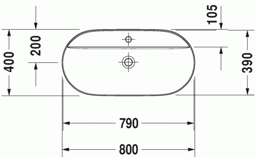 Duravit Luv 80x40 cm ráültethető mosdó, szatén szürke 0380802300