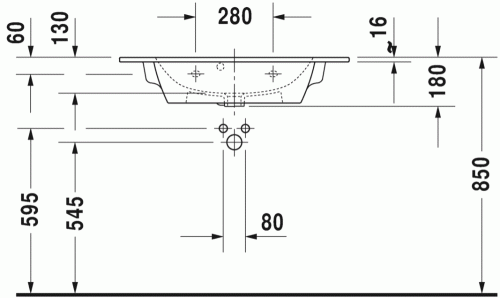 Duravit ME by Starck 83x40 cm Bútorral aláépíthető mosdó compact 2342830000