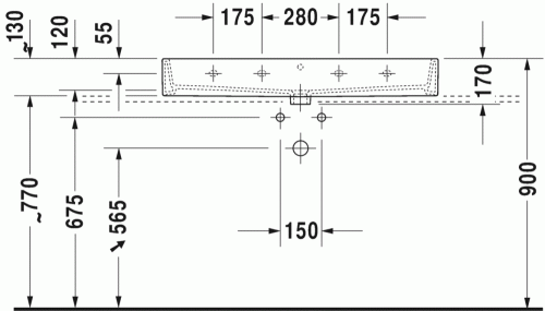 Duravit Vero Air 100x47 cm mosdó, csiszolt, csaplyuk nélkül 2350100028