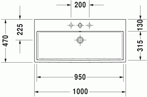 Duravit Vero Air 100x47 cm mosdó három csaplyukkal 2350100030