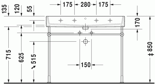 Duravit Vero Air 100x47 cm mosdó három csaplyukkal 2350100030