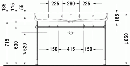 Duravit Vero Air 120x47 cm mosdó két csaplyukkal 2350120024