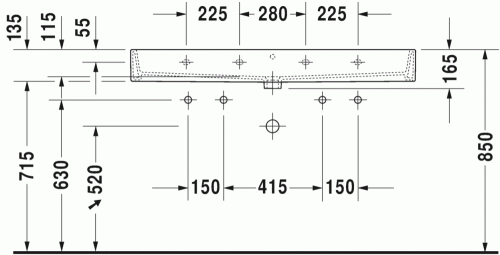 Duravit Vero Air 120x47 cm mosdó két csaplyukkal 2350120024