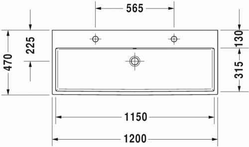 Duravit Vero Air 120x47 cm mosdó két csaplyukkal 2350120024