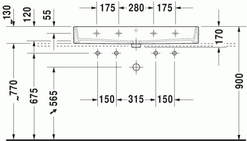 Duravit Vero Air 100x47 cm mosdó két csaplyukkal, csiszolt 2350100026