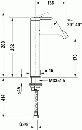 Duravit C.1 egykaros magasított mosdócsaptelep L C11030002010