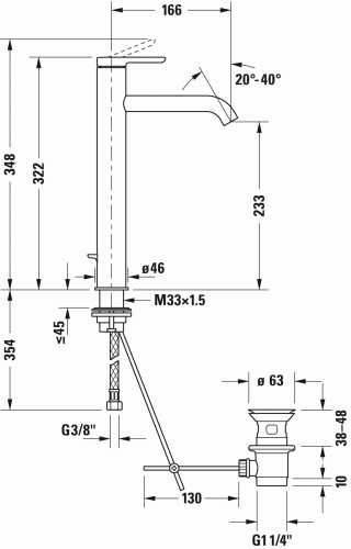 Duravit C.1 egykaros magasított mosdócsaptelep XL C11040001010