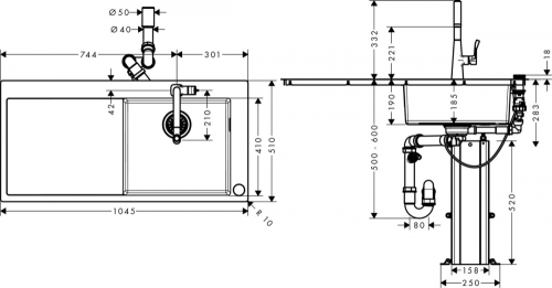 Hansgrohe C71-F450-02 Select mosogató-csaptelep kombináció 450; 43208800