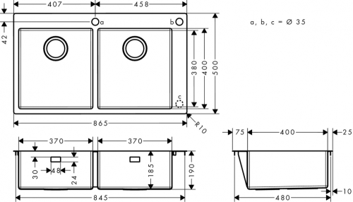 Hansgrohe S712-F765 beépített mosogató 370x370; 43311800