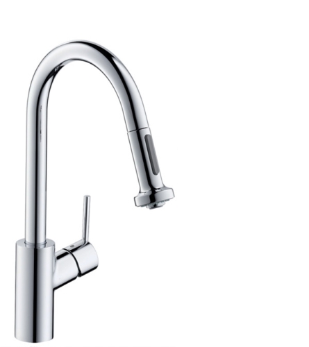 Hansgrohe M5216-H220 egykaros konyhai csaptelep kihúzható zuhanyfejjel, rozsdamentes acél hatású 73863800