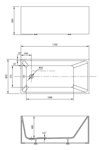 Wellis Flavia 170x80 cm szabadon álló akrilkád WK00135