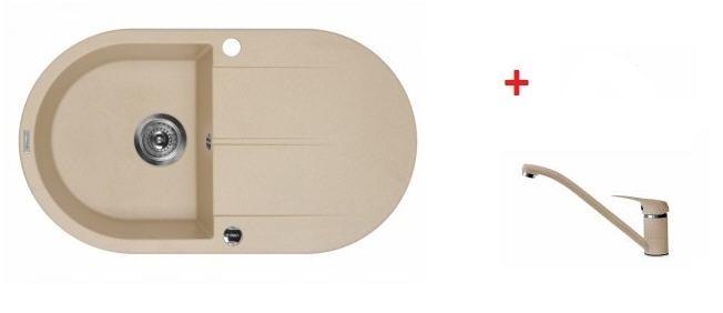 Deante Piva 1 medencés csepptálcás gránit mosogató csapteleppel homok ZQI 711B + BEN 760M