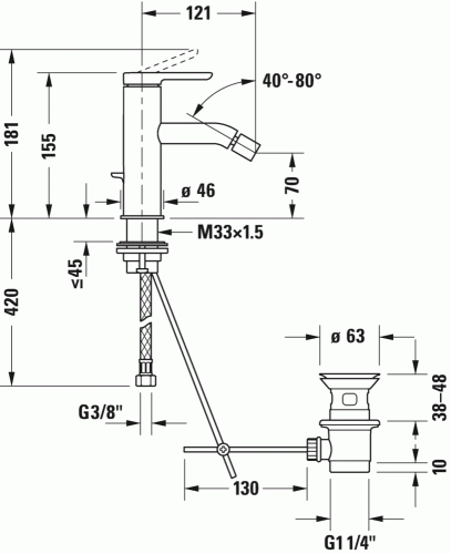 Duravit C.1 bidécsaptelep C12400001010