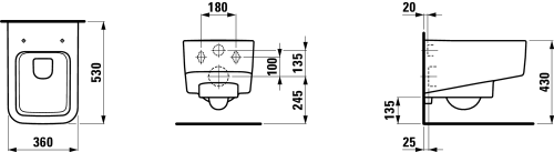 Laufen Pro S rimless - perem nélküli fali wc LCC felülettel H8209624000001 (8.2096.2.400.000.1)