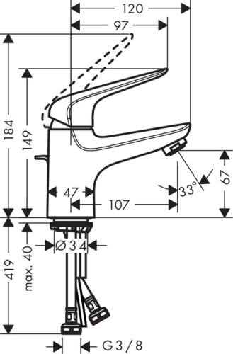 Hansgrohe Novus egykaros mosdócsaptelep 70 automata lefolyóval 71020000