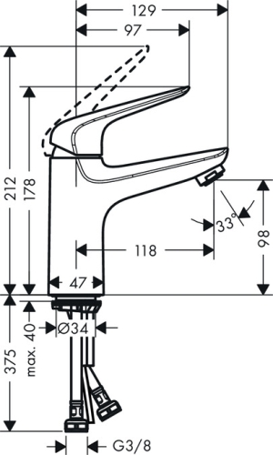 Hansgrohe Novus egykaros mosdócsaptelep 100 LowFlow 3,5l/perc, push-open lefolyóval 71034000