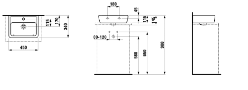 Laufen Pro A 45x34 cm kézmosó csiszolt alj H8119520001041 (8.1195.2.000.104.1)