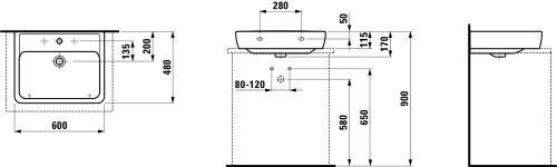 Laufen Pro A 60x48 cm mosdó csiszolt alj H8179520001041 (8.1795.2.000.104.1)