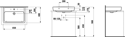 Laufen Pro A 60x48 cm mosdó csiszolt alj H8179530001041 (8.1795.3.000.104.1)