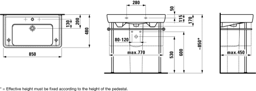 Laufen Pro A 85x48 cm mosdó H8139560001041 (8.1395.6.000.104.1)