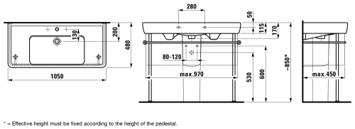 Laufen Pro A 105x48 cm mosdó H8139580001041 (8.1395.8.000.104.1)