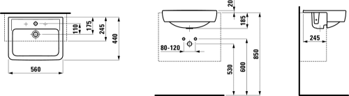 Laufen Pro 56x44 cm mosdó H8129610001041 (8.1296.1.000.104.1)