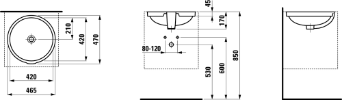 Laufen Pro 42x42 cm alulról beépíthető mosdó H8189610001091 (8.1896.1.000.109.1)