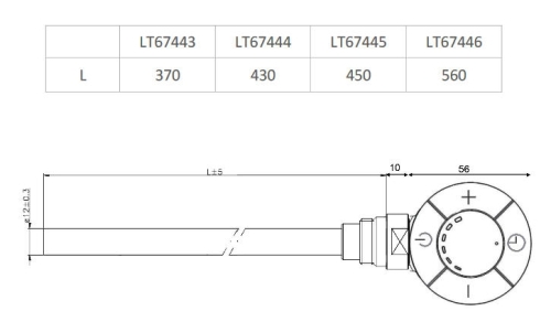 Aqualine termosztátos fűtőpatron, 300 W, króm (LT67443)