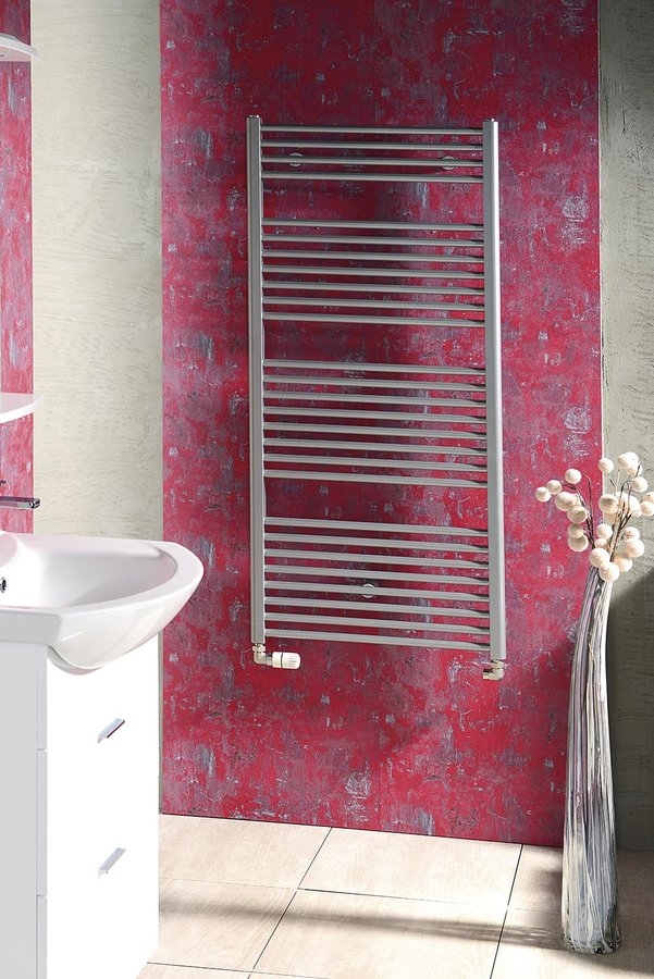 Aqualine 970x450 egyenes fürdőszobai radiátor, 415 W, metálezüst (ILS94)