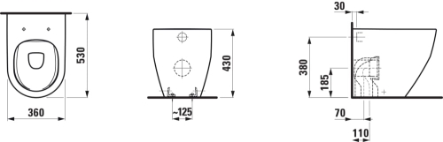 Laufen Pro Rimless - perem nélküli álló wc H8229560000001 (8.2295.6.000.000.1)