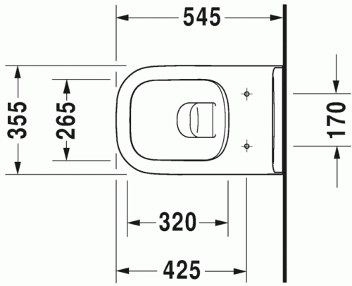 Duravit D-Code Rimless perem nélküli fali WC csésze 257009 (25700900002)