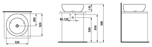 Laufen ILBAGNOALESSI ONE 52x52 cm ráültethető mosdó csaplyuk nélkül H8189714001091 (8.1897.1.400.109.1)