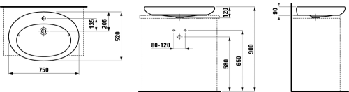 Laufen ILBAGNOALESSI ONE 75x52 mosdó H8189724001041 (8.1897.2.400.104.1)