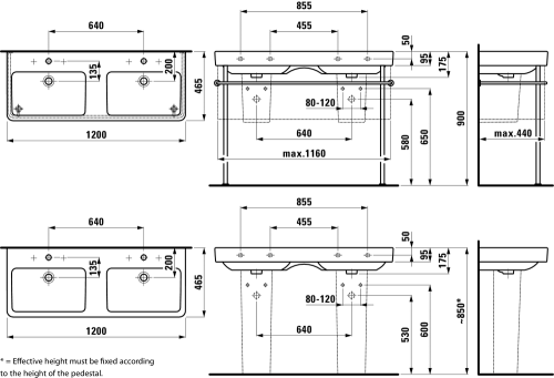 Laufen Pro S 120x46 cm dupla mosdó H8149660001041 (8.1496.6.000.104.1)