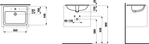 Laufen Pro S 56x44 cm beépíthető mosdó H8189630001041 (8.1896.3.000.104.1)