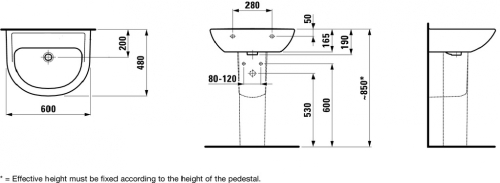 Laufen Pro B 55x44 cm mosdó csaplyuk és túlfolyó nélkül H8109510001421 (8.1095.1.000.142.1)