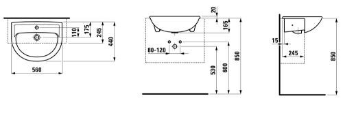 Laufen Pro B 56x44 cm félig beépíthető mosdó H8129510001041 (8.1295.1.000.104.1)