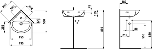 Laufen Pro B 49,5x50 cm sarok kézmosó H8169560001041 (8.1695.6.000.104.1)