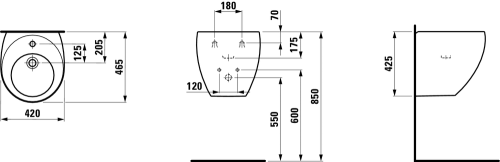 Laufen ILBAGNOALESSI ONE 42x46,5 kézmosó H8159704001041 (8.1597.0.400.104.1)