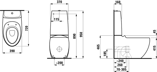 Laufen ILBAGNOALESSI ONE monoblokkos wc alsó rész H8229764000001 (8.2297.6.400.000.1)