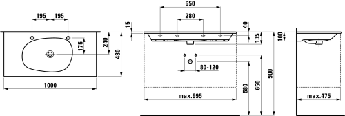 Laufen Palomba Collection 100x48 cm mosdó H8178060001051 (8.1780.6.000.105.1)