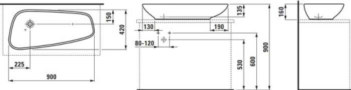 Laufen Palomba Collection 92x42 cm pultra ültethető mosdó H8168010001121 (8.1680.1.000.112.1)