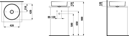Laufen KARTELL BY LAUFEN 42x42 cm pultra ültethető mosdó H8123310001121 (8.1233.1.000.112.1)